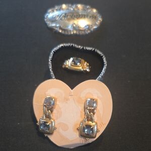 Brighton Gold and Silver Earrings with Smoke Accents